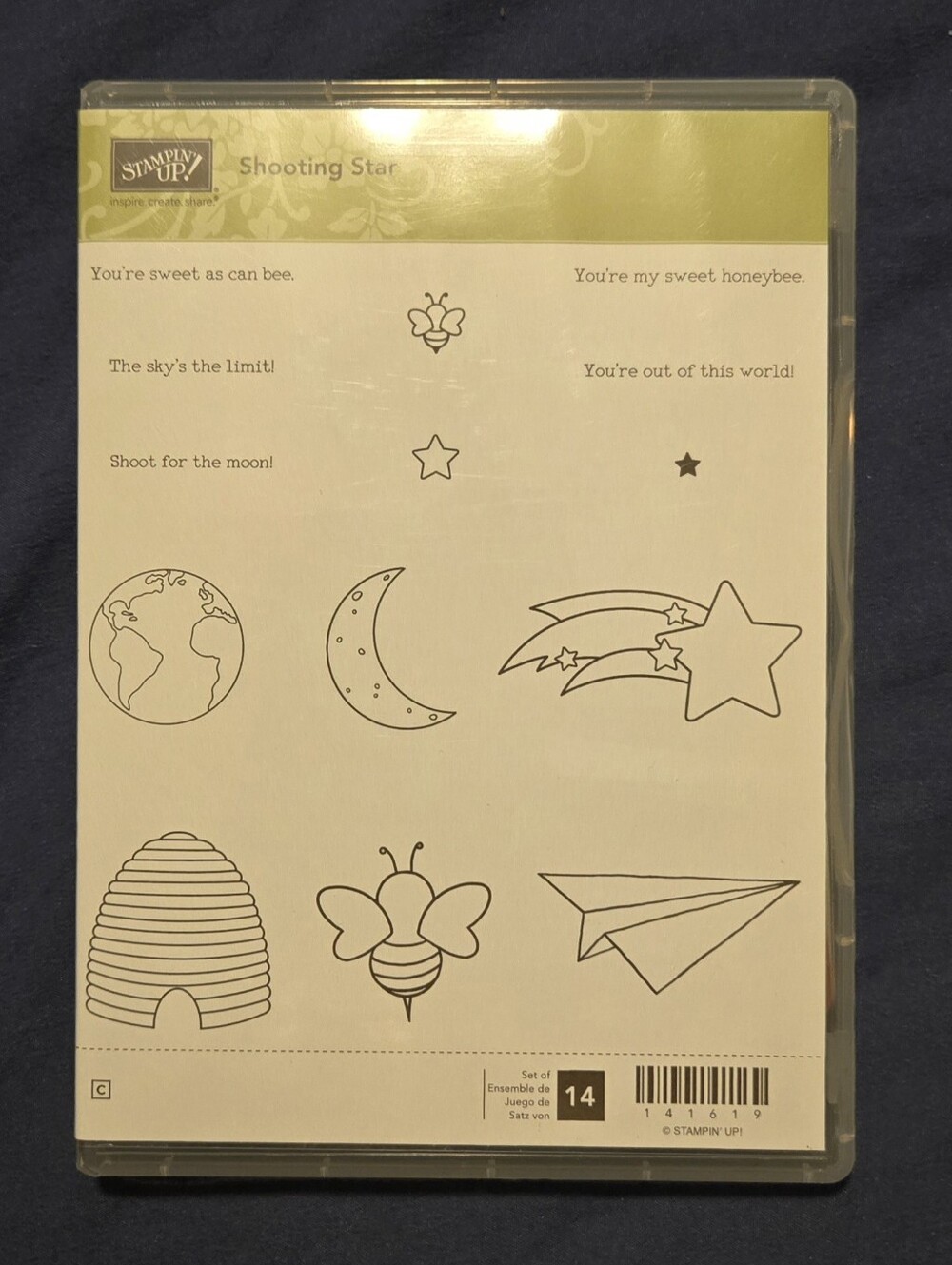Stampin' Up! Shooting Star Stamp Set - Moon, Stars, Bees
